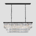 1920s Olion 3-Tier Crystal Rectangular Chandelier