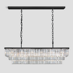 1920s Olion 3-Tier Crystal Rectangular Chandelier