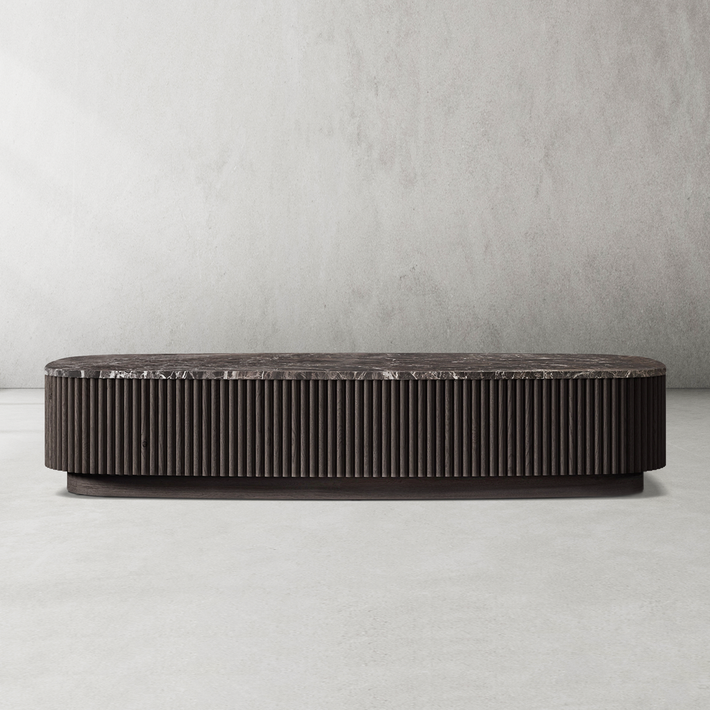Mulholland Oak Wood & Stone Coffee Table