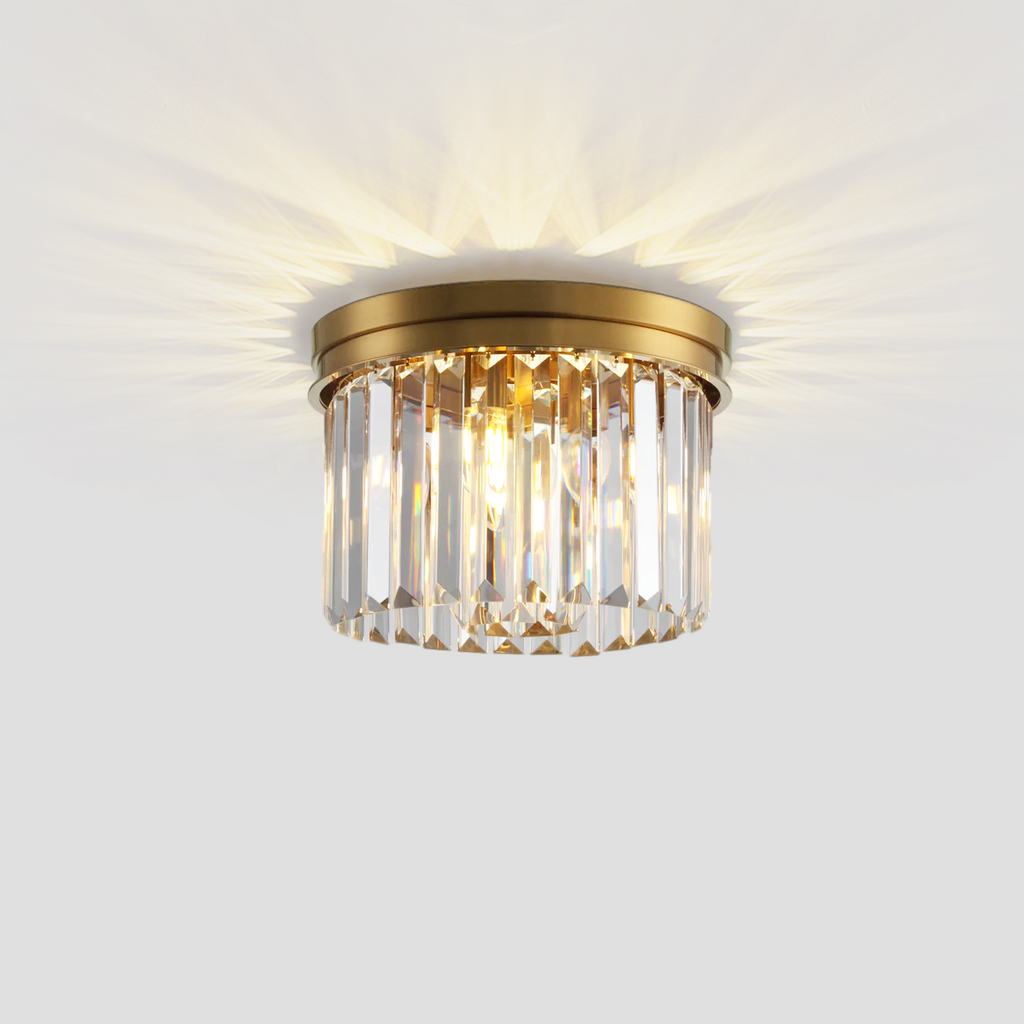 1920s Olion 1-Tier Crystal Round Flushmount