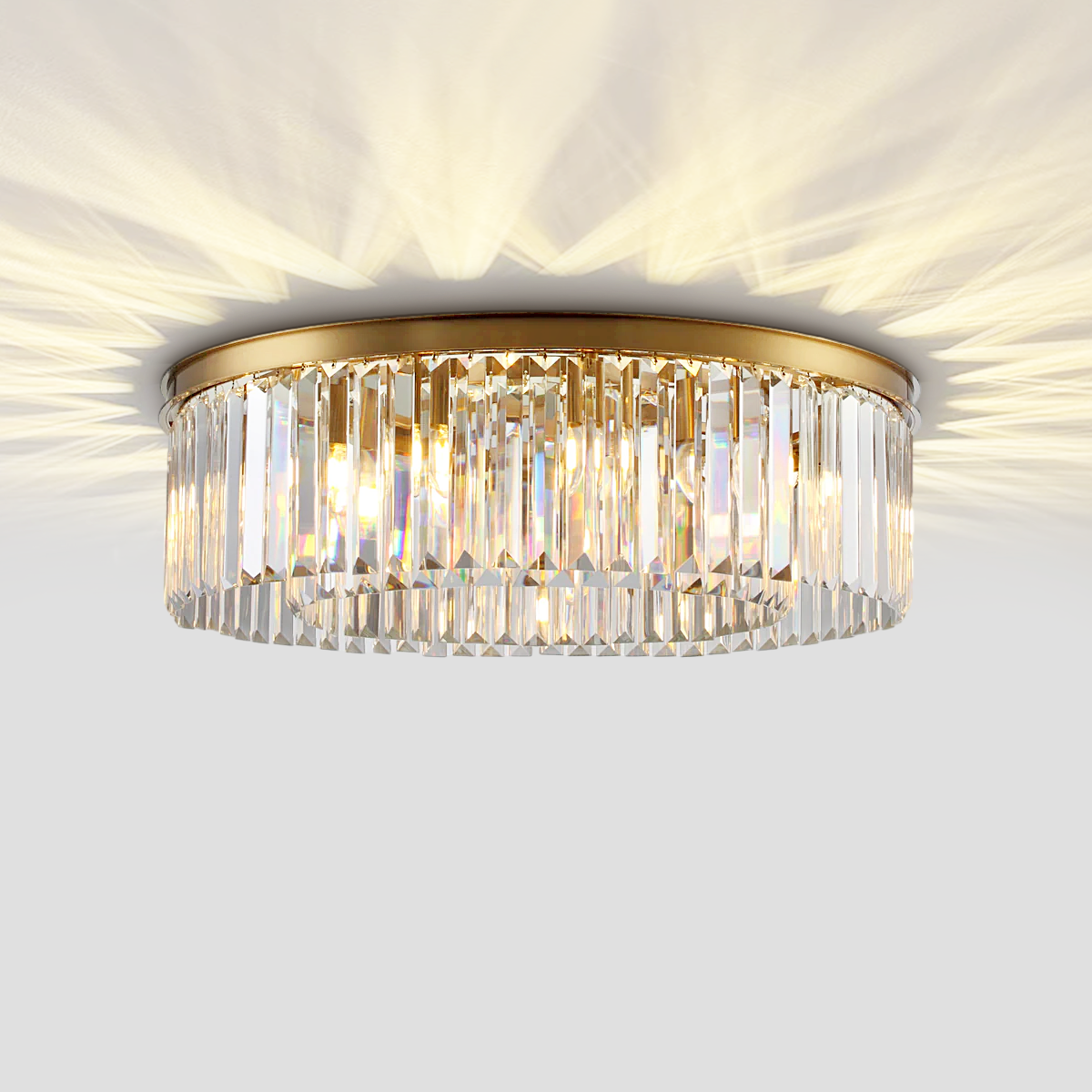 1920s Olion 1-Tier Crystal Round Flushmount