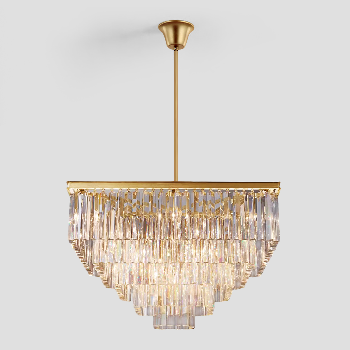 1920s Olion 5-Tier Crystal Square Chandelier