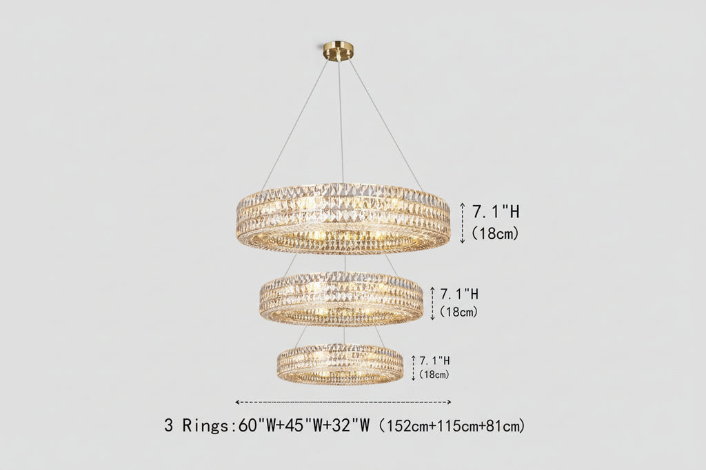Brilliant Round Crystal Multi-Ring Chandelier -kimoylights