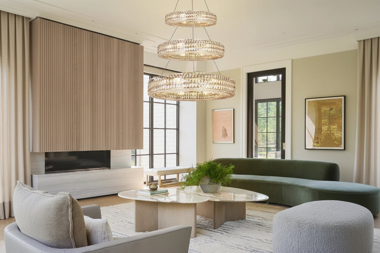 Brilliant Round Crystal Multi-Ring Chandelier-kimoylights