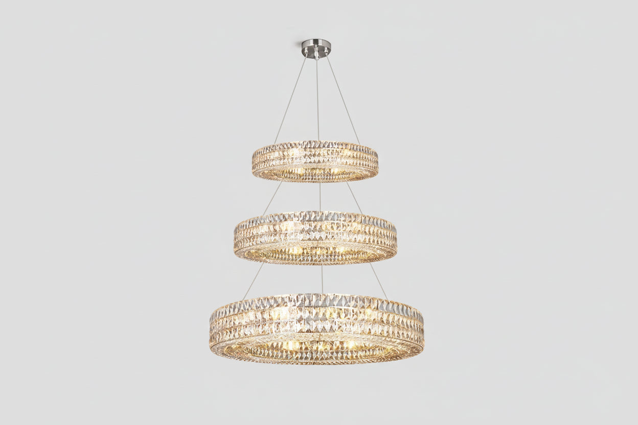 Brilliant Round Crystal Multi-Ring Chandelier -kimoylights