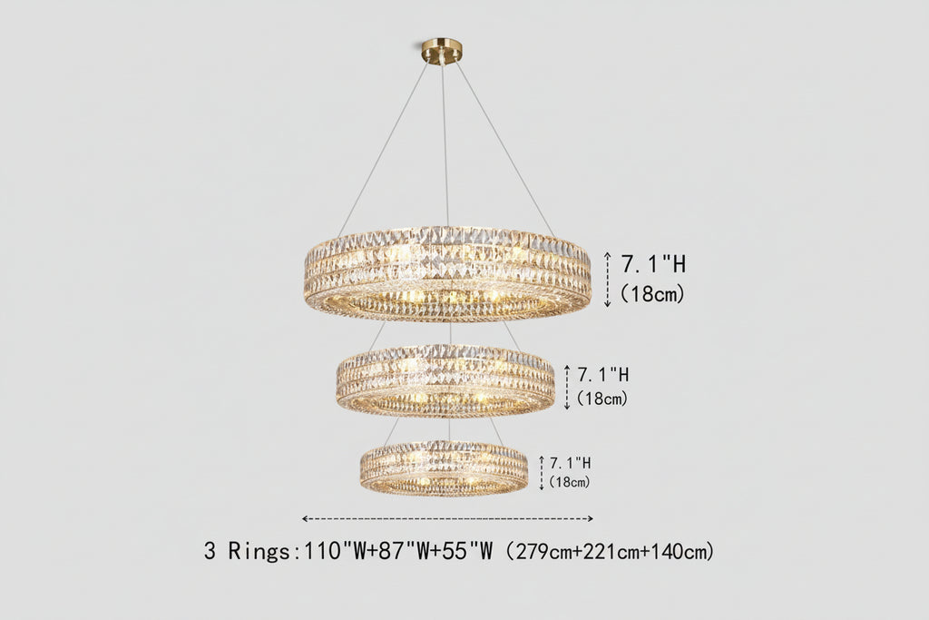 Brilliant Round Crystal Multi-Ring Chandelier -kimoylights