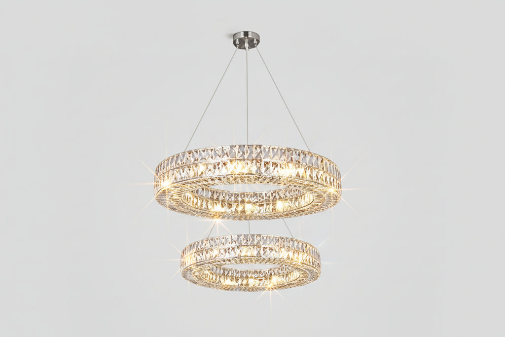Brilliant Round Crystal Multi-Ring Chandelier -kimoylights