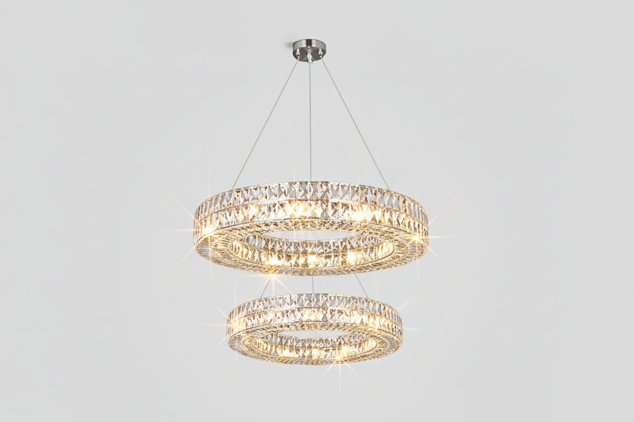 Brilliant Round Crystal Multi-Ring Chandelier -kimoylights