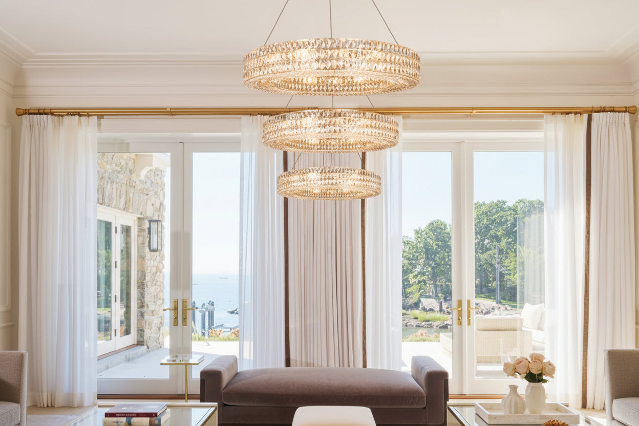 Brilliant Round Crystal Multi-Ring Chandelier-kimoylights