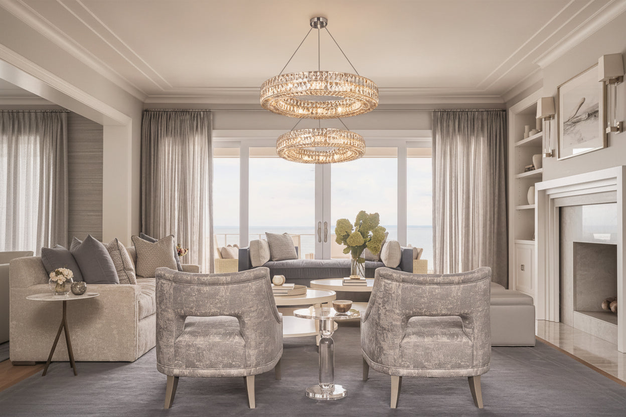 Brilliant Round Crystal Multi-Ring Chandelier-kimoylights
