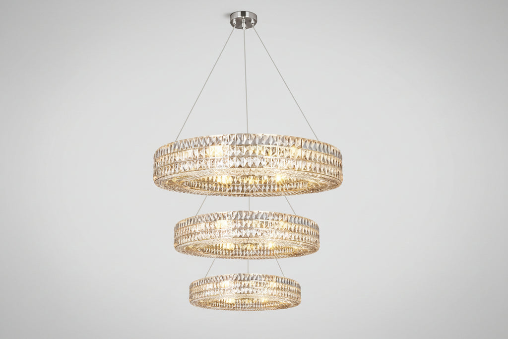 Brilliant Round Crystal Multi-Ring Chandelier -kimoylights