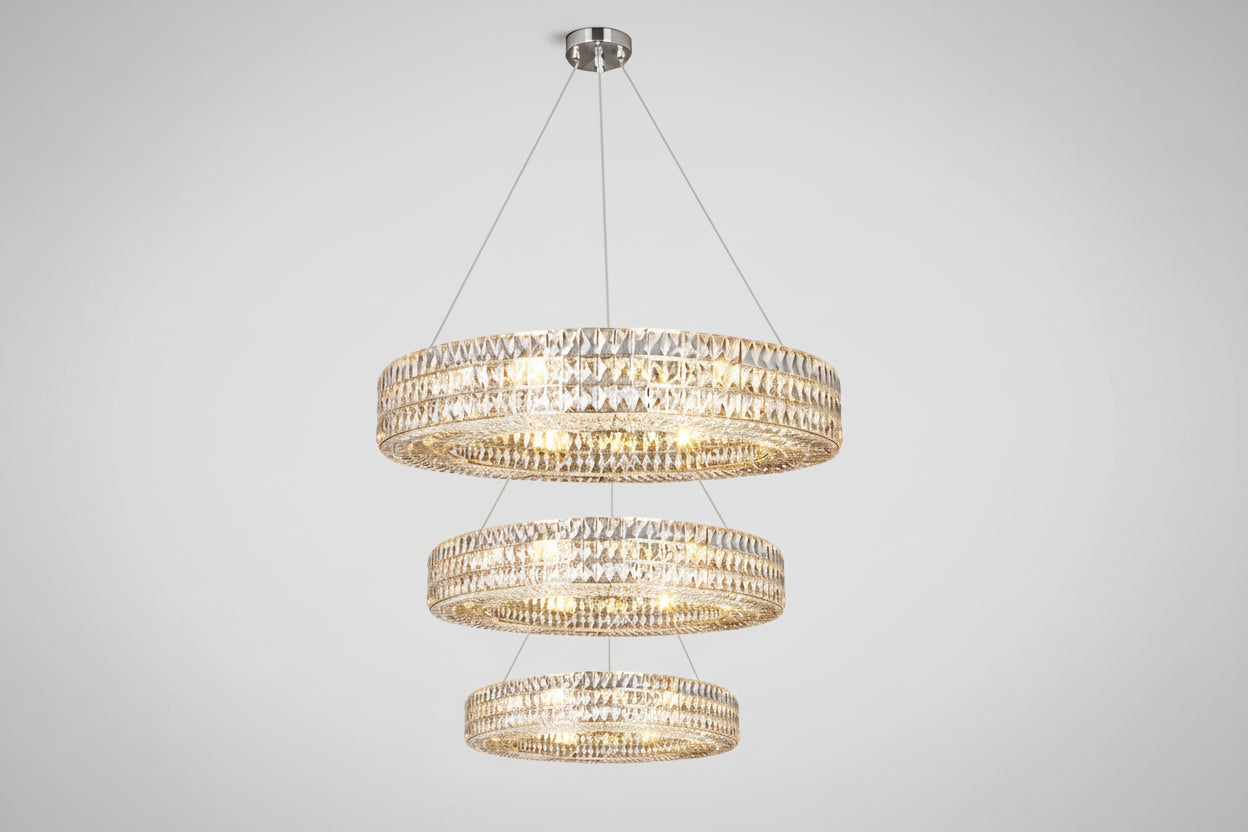 Brilliant Round Crystal Multi-Ring Chandelier -kimoylights