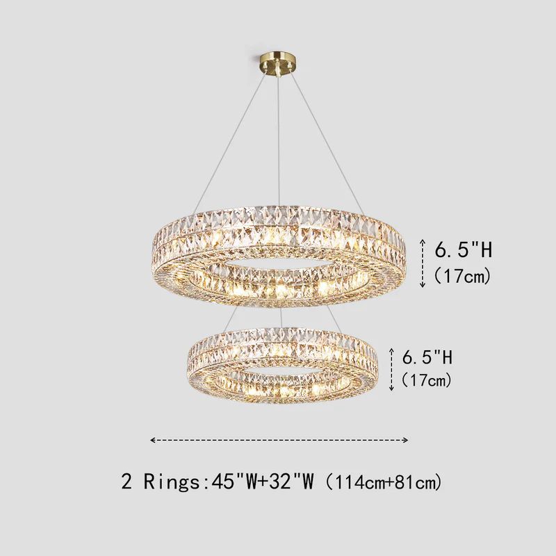 Brilliant Round Crystal Multi-Ring Chandelier -kimoylights