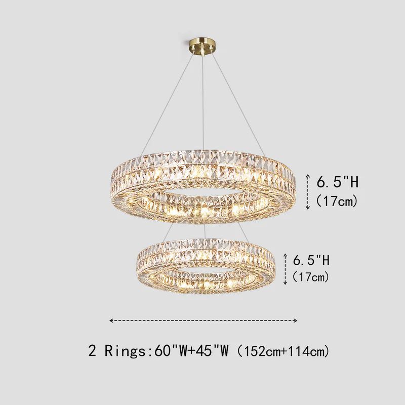 Brilliant Round Crystal Multi-Ring Chandelier -kimoylights