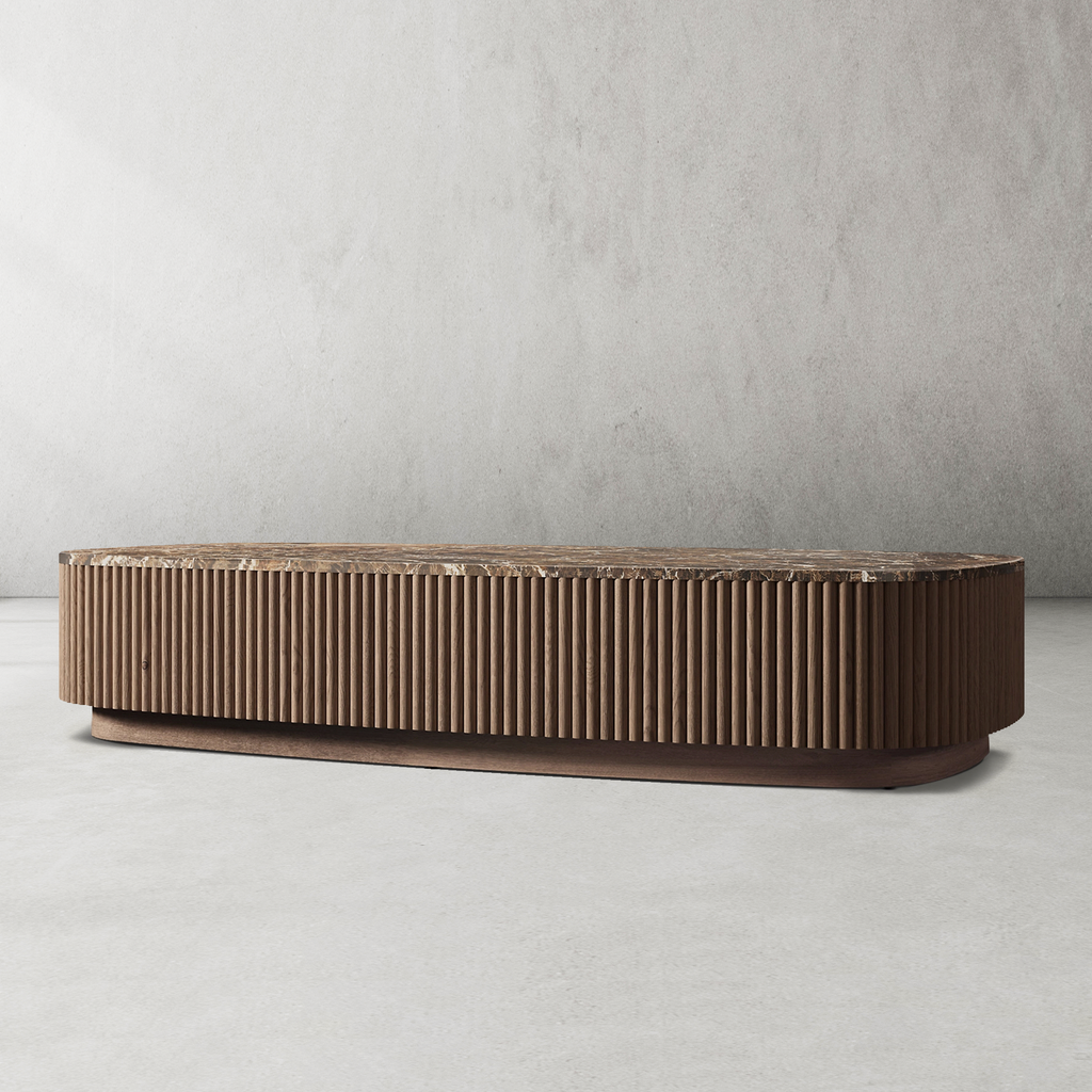 Mulholland Oak Wood & Stone Coffee Table