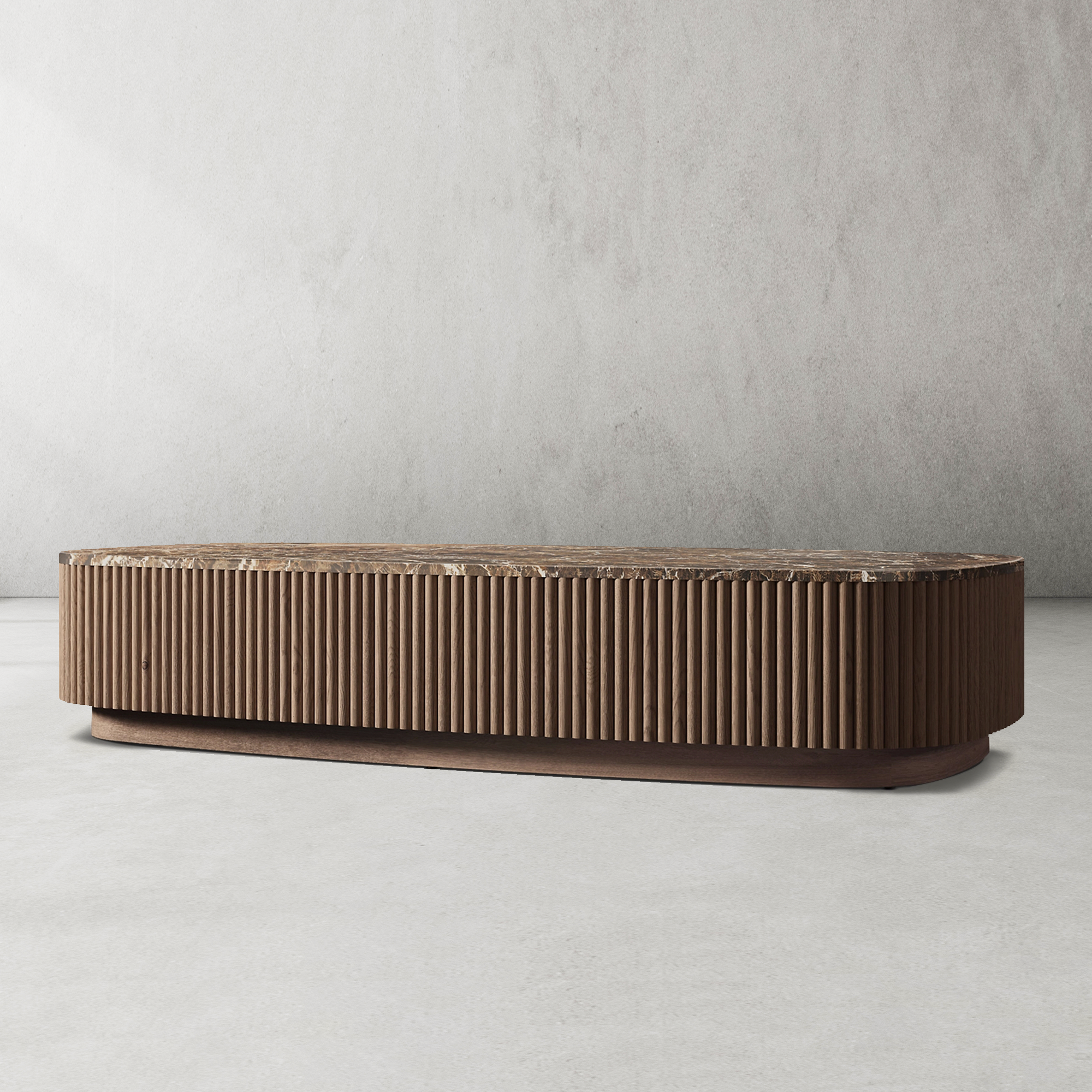 Mulholland Oak Wood & Stone Coffee Table