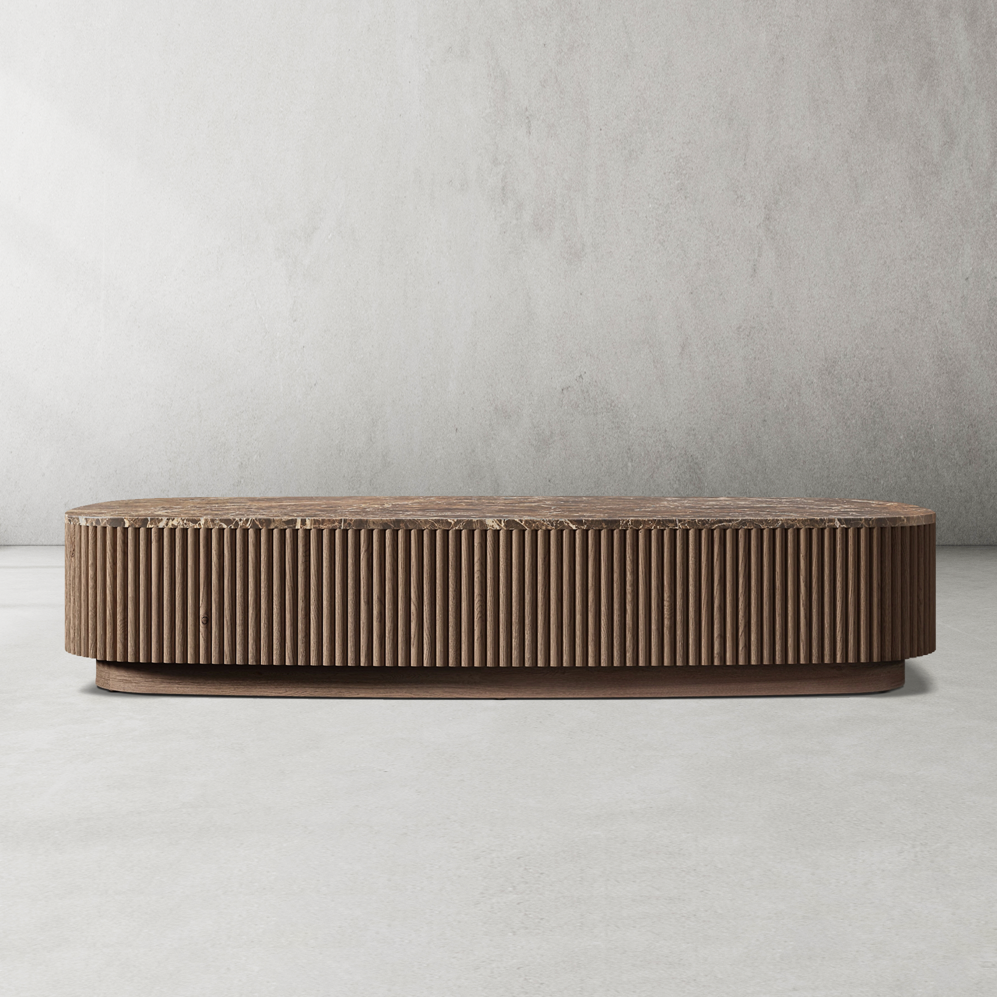 Mulholland Oak Wood & Stone Coffee Table