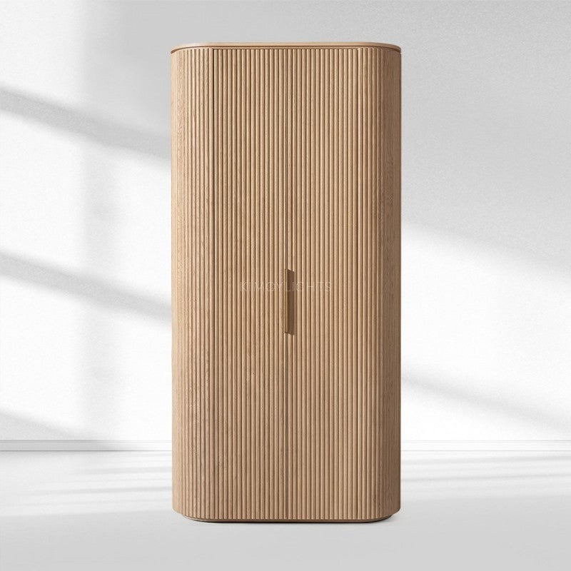 Byron Reeded White Oak Tall Cabinet