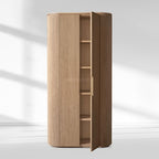 Byron Reeded White Oak Tall Cabinet