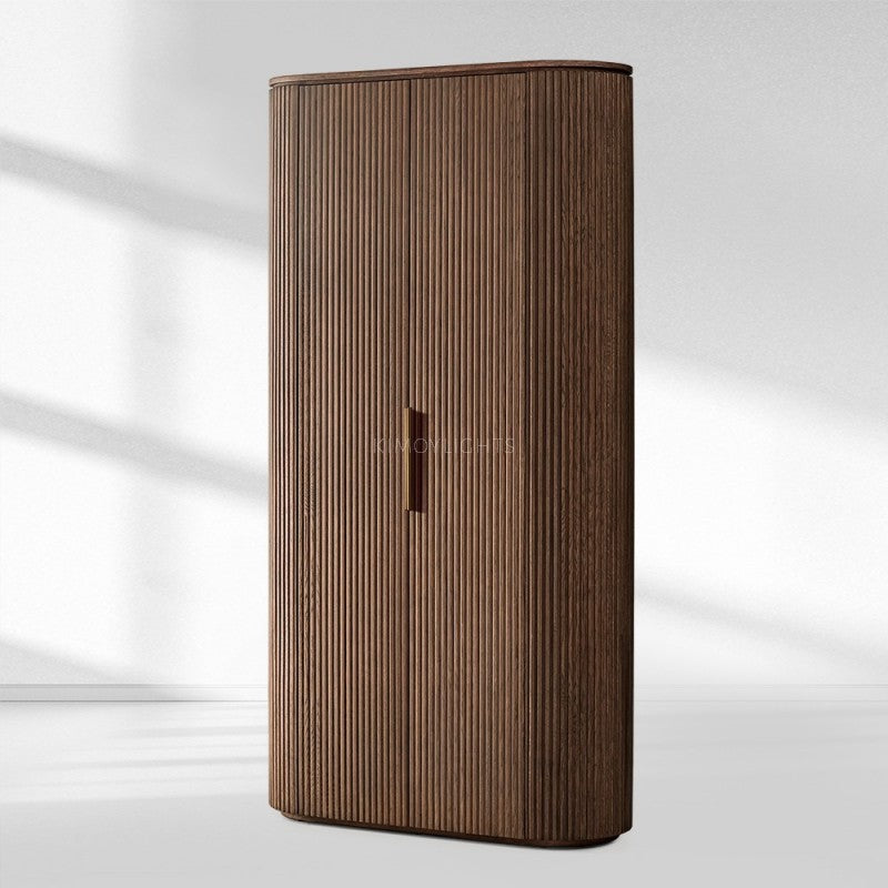 Byron Reeded White Oak Tall Cabinet