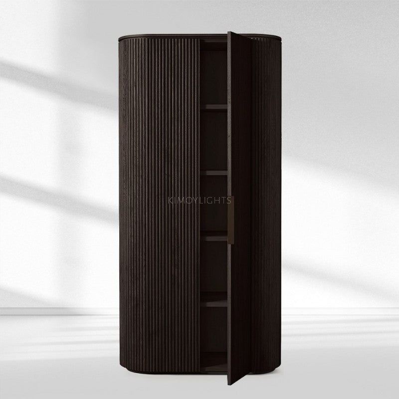 Byron Reeded White Oak Tall Cabinet