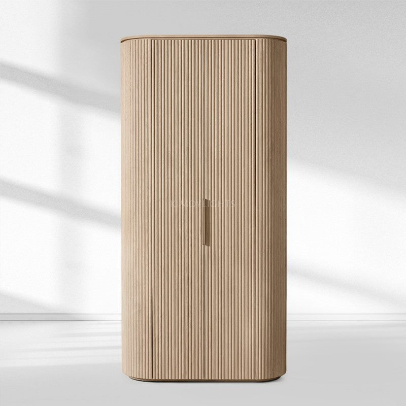 Byron Reeded White Oak Tall Cabinet