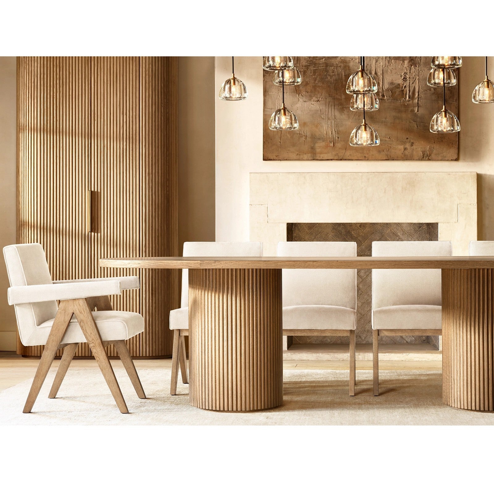 Byron Reeded White Oak Tall Cabinet