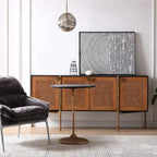 Thaddeus Metal Frame Rattan Long Side Cabinet