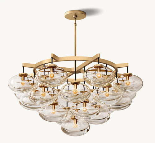 Cabrette Clear Glass Round Chandelier 48"