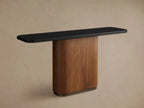 Caden Console Table in Wood and Stone Modern Design