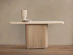 Caden Console Table in Wood and Stone Modern Design