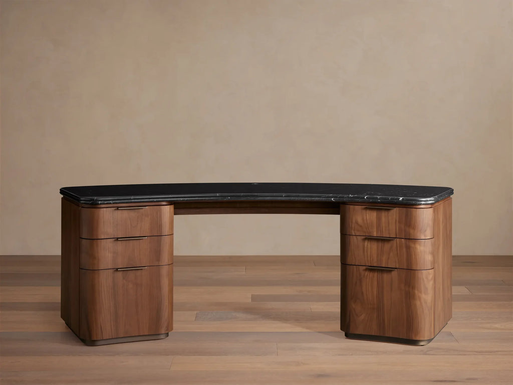 Caden Executive Desk with Storage and Marble