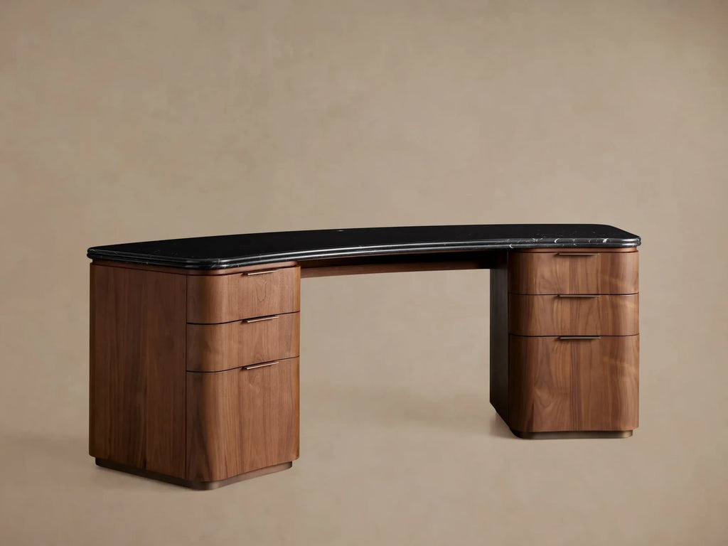 Caden Executive Desk with Storage and Marble