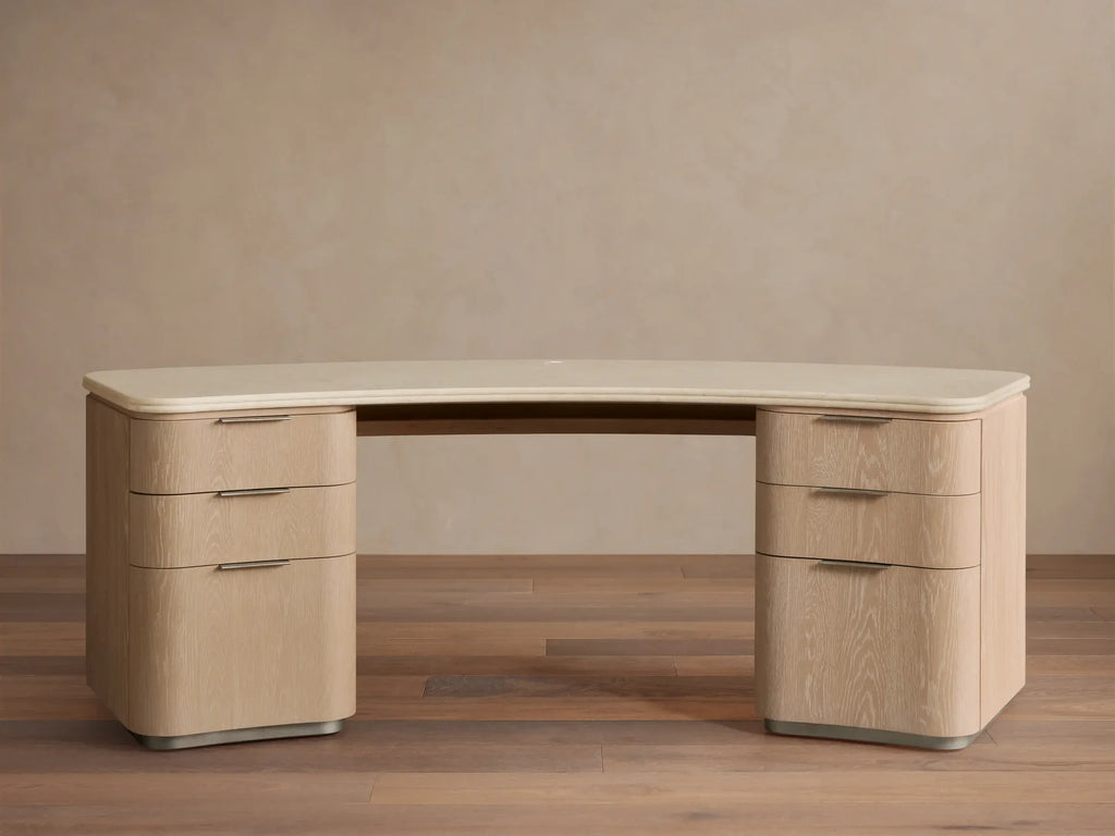 Caden Executive Desk with Storage and Marble