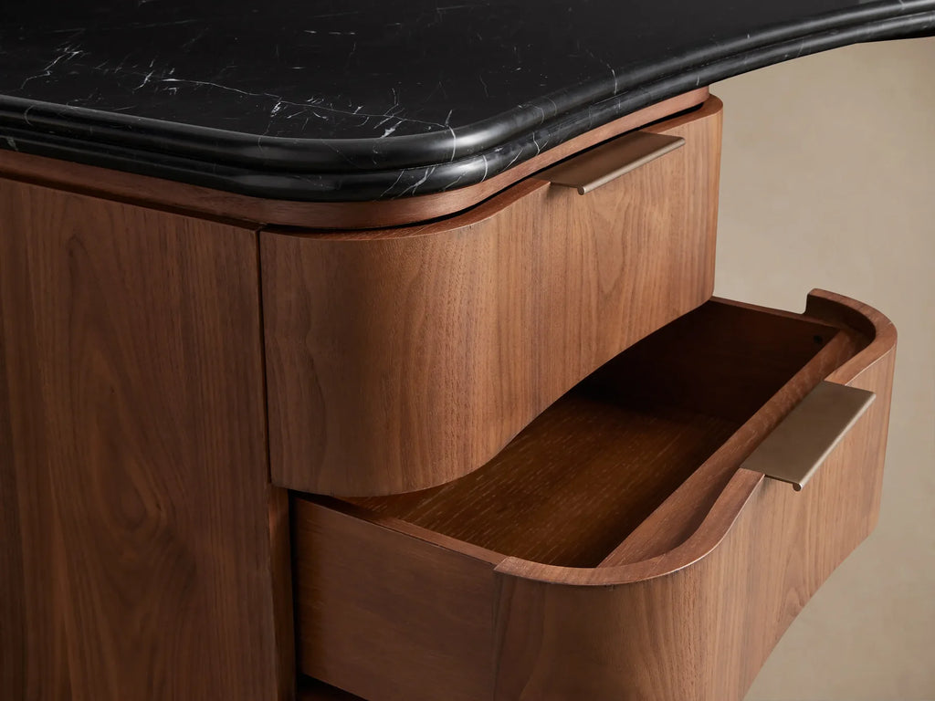 Caden Executive Desk with Storage and Marble