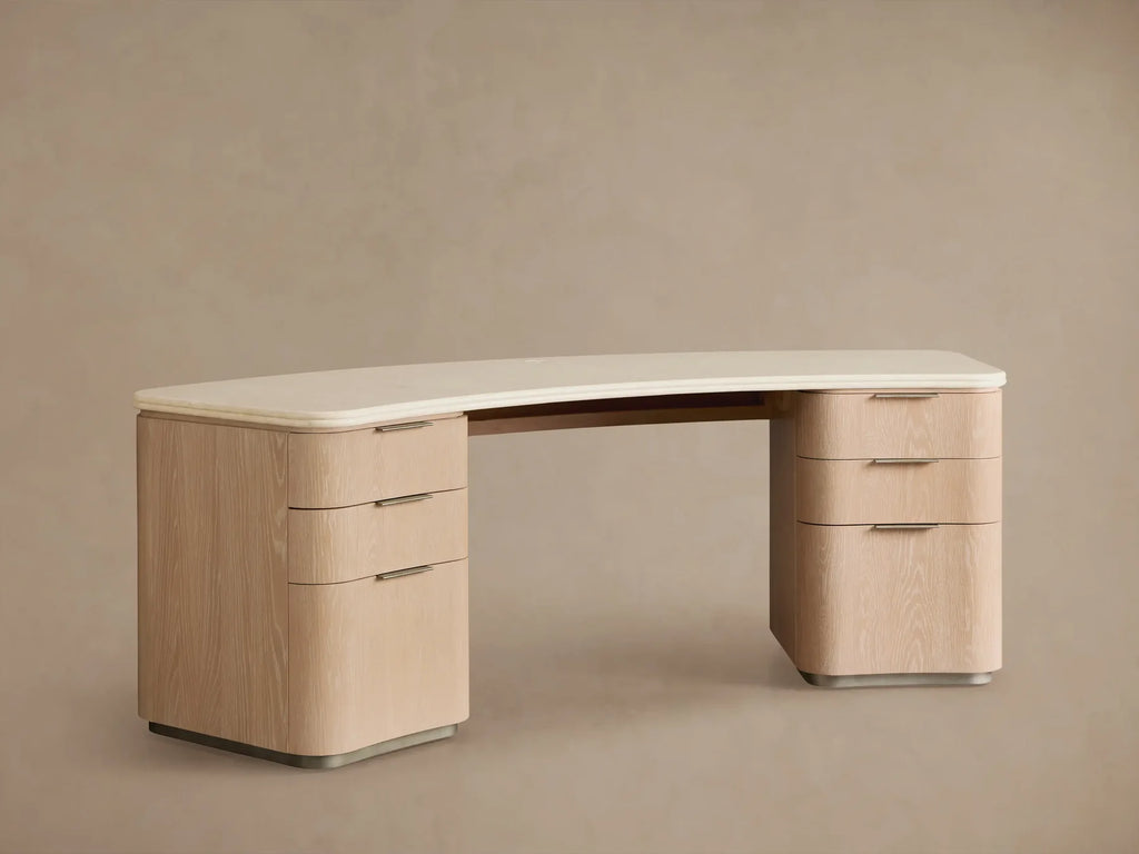 Caden Executive Desk with Storage and Marble
