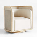 Cane Back Whitewash Swivel Accent Chair