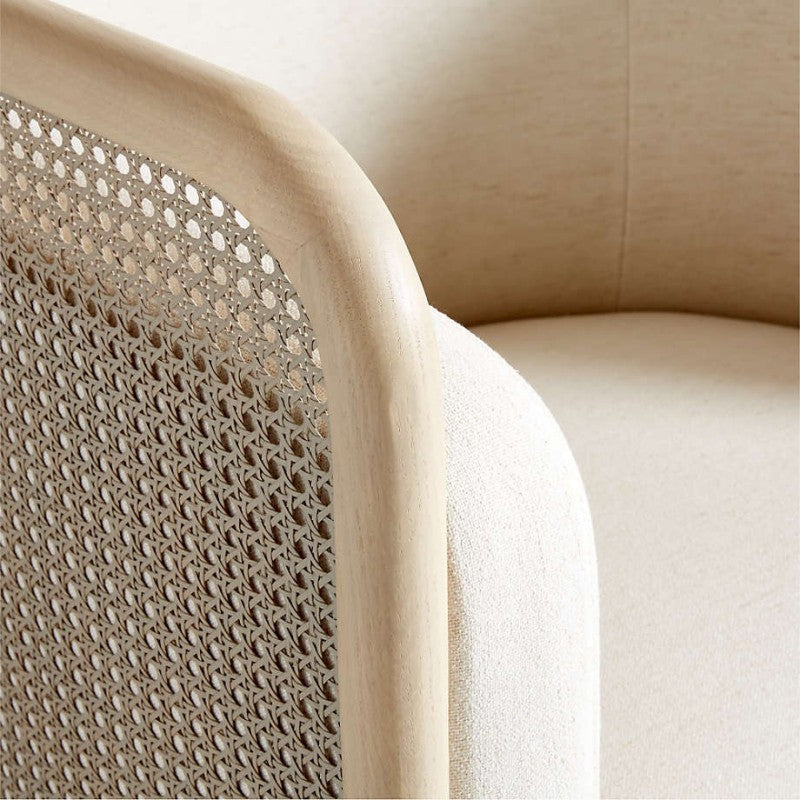 Cane Back Whitewash Swivel Accent Chair