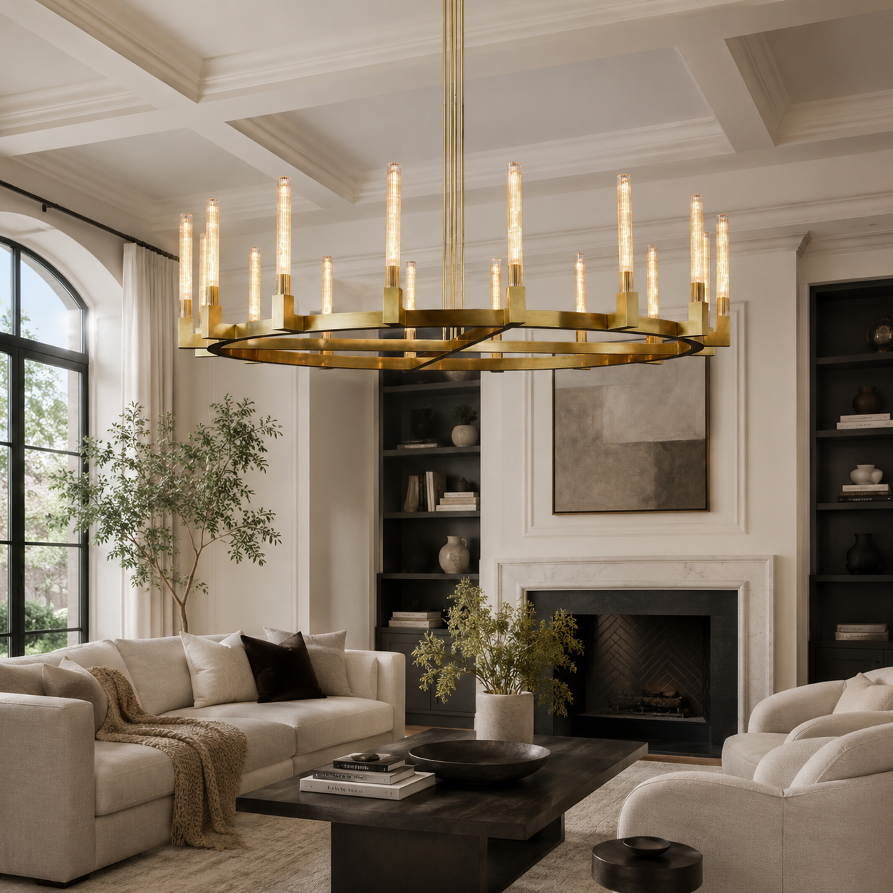 Cannele Glass Round Chandelier 72''