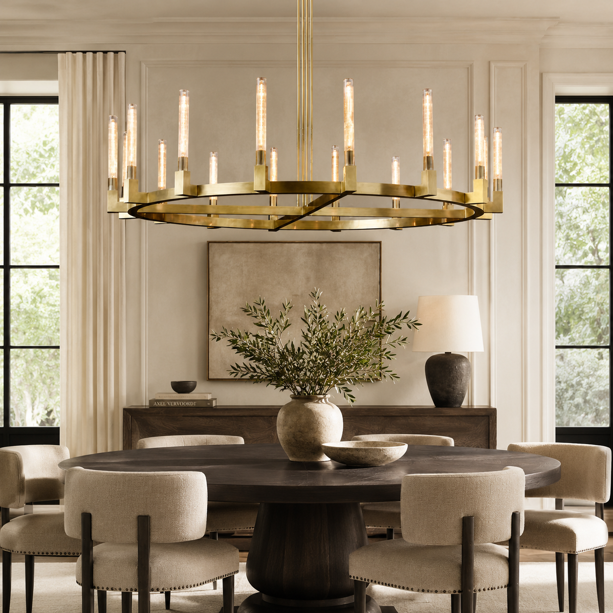 Cannele Glass Round Chandelier 72''