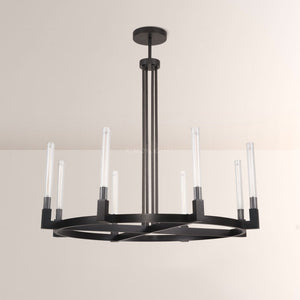 Cannele Glass Round Living Room Chandelier 48"