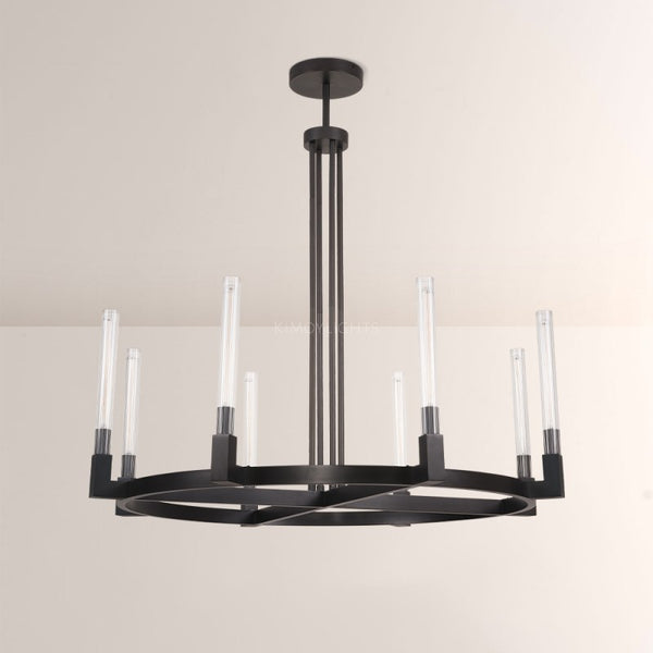 Cannele Glass Round Living Room Chandelier 48"