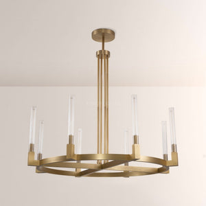 Cannele Glass Round Living Room Chandelier 48"