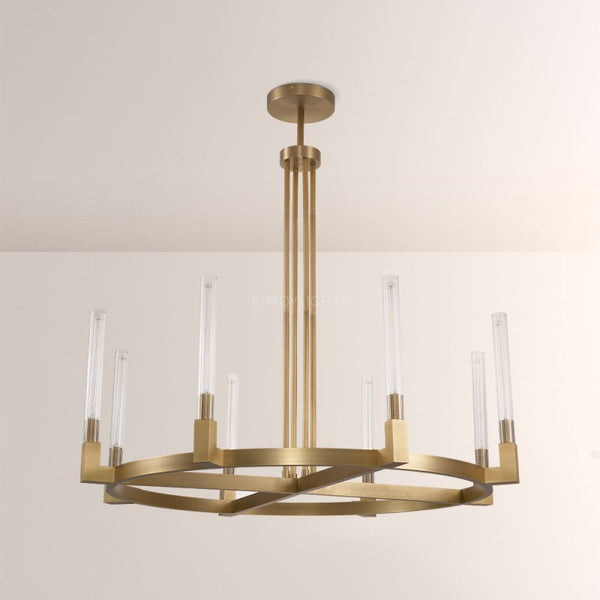 Cannele Glass Round Living Room Chandelier 48"