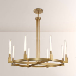 Cannele Glass Round Living Room Chandelier 48"