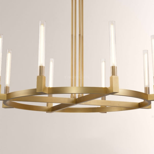 Cannele Glass Round Living Room Chandelier 48"