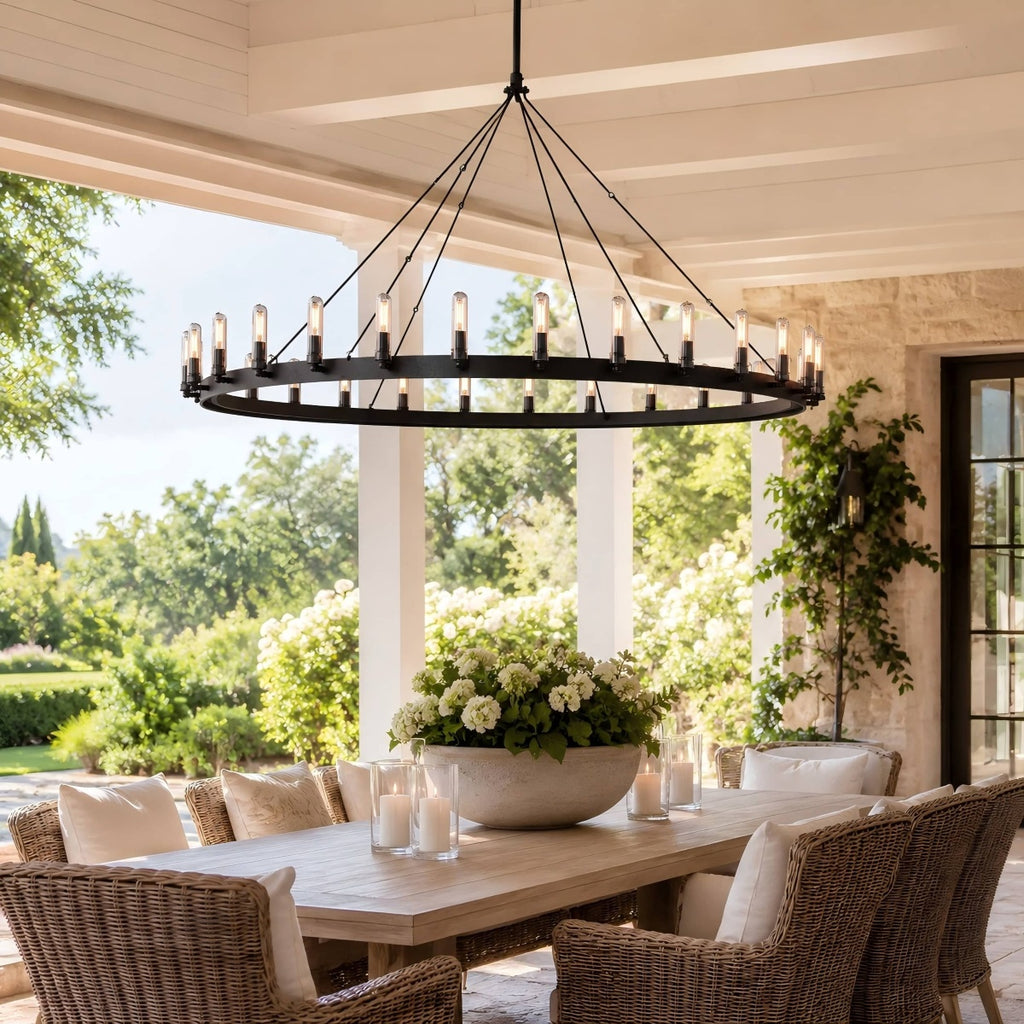 Cereak Vintage Filament Outdoor Round Chandelier