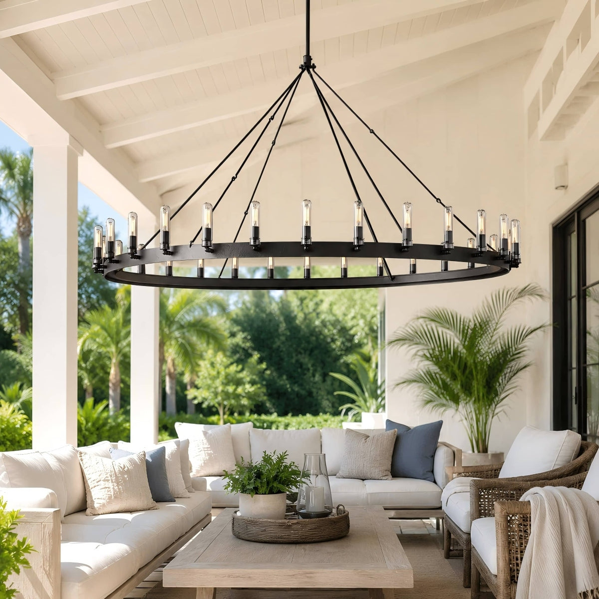 Cereak Vintage Filament Outdoor Round Chandelier