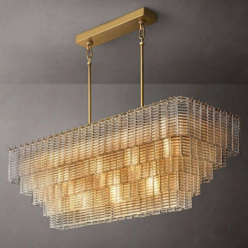 Chan Clear Rectangle Chandelier 59"