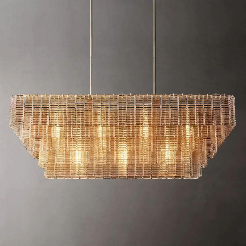 Chan Clear Rectangle Chandelier 59"